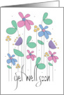 Hand Lettered Business Get Well Soon with Flowers and Matching Letters card