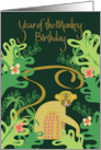 Hand Lettered Chinese Year of the Monkey Birthday Crouching Monkey card