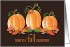 Hand Lettered Invitation to Fall Seasonal Celebration Pumpkin Trio card