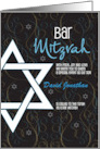 Hand Lettered Bar Mitzvah Invitation Star of David with Custom Name card