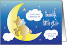 New Baby Boy From Mom to Dad with Bear on Moon Twinkle Little Star card