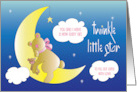 New Baby Girl From Mom to Dad with Bear on Moon Twinkle Little Star card