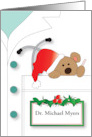 Christmas for Pediatrician Stuffed Bear in Pocket with Custom Name card