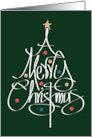 Hand Lettered Merry Christmas Calligraphy Tree with Ornaments and Star card