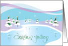 Hand Lettered Christmas Greetings Lake Lined with Decorated Trees card