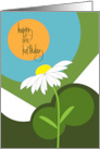 Hand Lettered April Birth Month Flower Birthday Card with White Daisy card