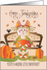 Hand Lettered Scarecrow Thanksgiving Sweetheart Girl with Pumpkins card