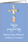 Hand Lettered Thank You for Serving as Bishop with Custom Name card
