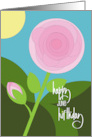Hand Lettered Rose Flower Birthday in June with Pink Rose and Sun card