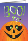 Hand Lettered Boo Halloween Jack O’ Lantern with Spider and Web card