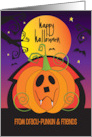 Hand Lettered Halloween Dracula Pumpkin Dracu-Punkin and Friends card