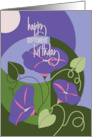 Hand Lettered September Birthday Birth Month Specific Morning Glories card