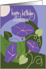 Hand Lettered Friend’s Birthday Month Flower September Morning Glories card