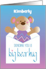 Hand Lettered Sending You a Big Bear Hug Bear with Custom Name card