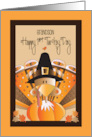 Hand Lettered First Thanksgiving for Grandson with Pilgrim Turkey card