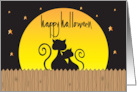 Hand Lettered 1st Halloween for Newlyweds with Black Cats Snuggling card