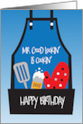Birthday for Barbecue Cook with Apron Mr. Good Lookin’ is Cookin’ card