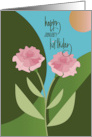 Hand Lettered Monthly Birthday for January with Pink Carnations card