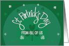 Hand Lettered St Patrick’s Day with Shamrocks From All of Us card