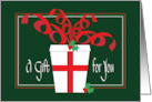 Hand Lettered Christmas Gift Card for You Package and Curly Ribbon card
