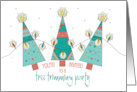 Hand Lettered Tree Trimming Party Invitation Tree Trio with Lights card