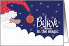 Hand Lettered Believe in the Magic Santa with Ornament and Huge Beard card