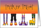 Hand Lettered Halloween Frank and Friends Legs Trick or Treating card