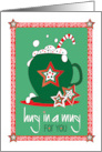 Hand Lettered Christmas Hug in a Mug Foaming Cup with Candy Cane card