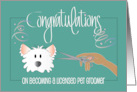 Hand Lettered Congratulations on Becoming Licensed Pet Groomer card