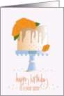 Hand Lettered Birthday for Sister Monthly August Orange Poppy Cake card