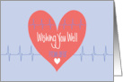 Hand Lettered Wishing You Well From Afar Pink Heart and Heartbeat card