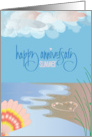 Hand Lettered Happy Anniversary Summer Season Beach Heart in Sand card