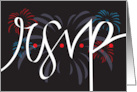 Hand Lettered RSVP New Year’s Eve Party Invitation with Fireworks card