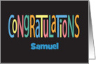 Hand Lettered Congratulations with Bright Letters and Custom Name card