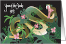 Hand Lettered Chinese New Year of the Snake 2025 Green Snake card