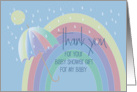 Hand Lettered Thank You for Baby Shower Gift Rainbow and Umbrella card