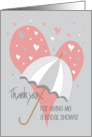 Hand Lettered Thank You for Hosting My Bridal Shower Heart Umbrella card