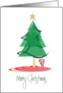 Hand Lettered Christmas Merry Christmas Stylized Tree with Star Atop card