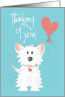 Hand Lettered Thinking of You Week with Fluffy Dog and Heart Balloon card