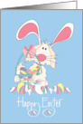 Hand Lettered Easter Dog with Bunny Ears with Egg Basket for Pet Dog card