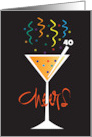 Hand Lettered Cheers Glass Birthday Stirrer Stick and Custom Age card