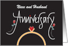 Hand Lettered Anniversary Ring Heart and Roses Custom Relationship card