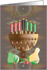 Hand Lettered Kwanzaa Primitive Pattern with Wooden Kinara and Candles card