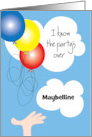 Hand Lettered Belated Birthday Hand with Balloons with Custom Name card