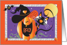Halloween Boo Pumpkin for Kids with Black Cat and Full Moon card