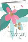 Hand Lettered Thank You for Friend with Flowers and Hearts card