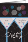 Hand Lettered Cheers Anniversary Glasses Son and Daughter in Law card