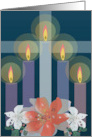 Advent Blessings Five Candles and White Cross with Poinsettia Crown card