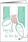 Hand Lettered Doctors’ Day 2025 Arm Holding Stethoscope From All of Us card