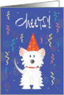 Hand Lettered Cheers New Year’s From Pet Dog Party Hat and Streamers card